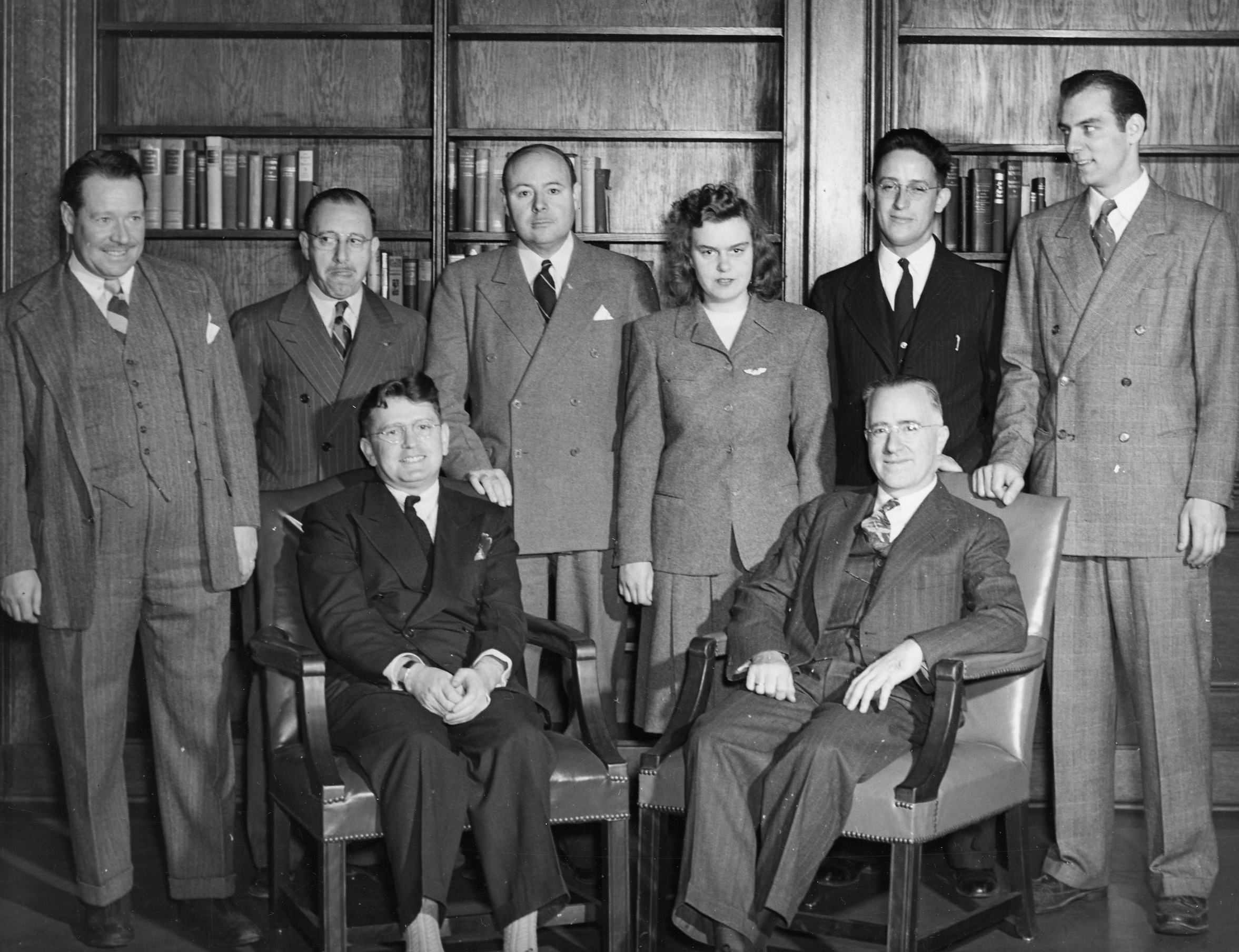 Laurence J. Ackerman (seated left) served as the first School of Business dean from 1941–1963.