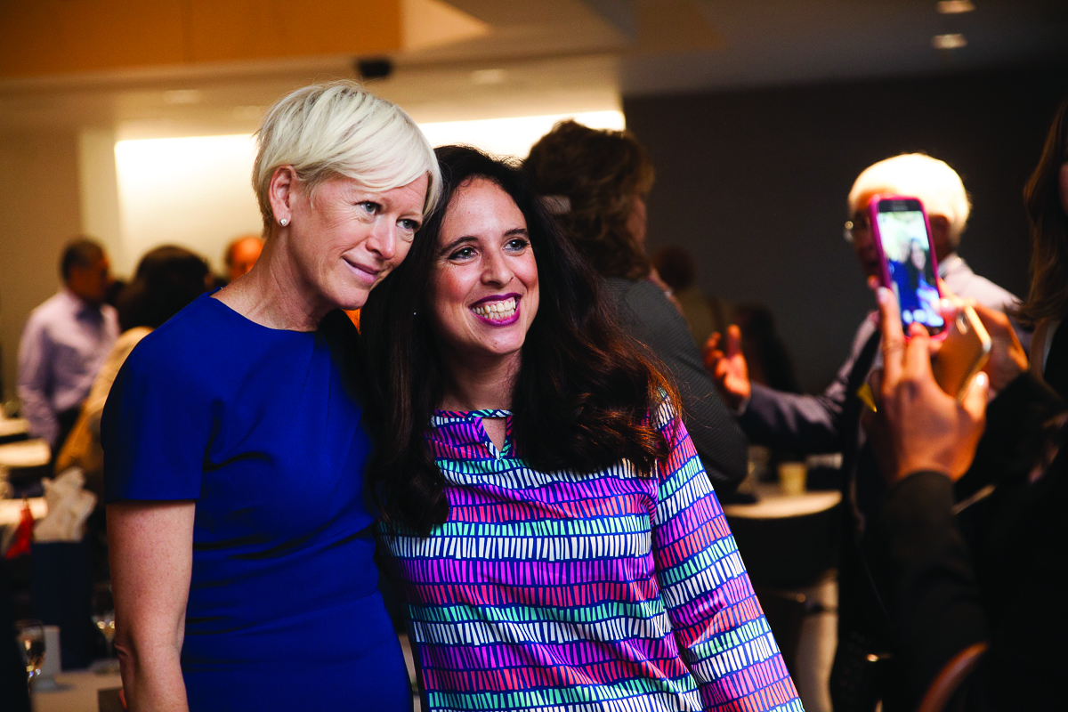 Keynote Speaker Joanna Coles, left, Cosmopolitan editor-in-chief, poses for a photo at the annual Women Entrepreneurs Empowerment Forum in September 2015.